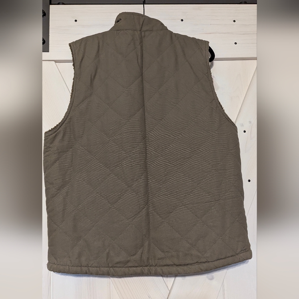 WOLVERINE Mens Zip Up Sherpa Lined Dark Greyish Khaki Colored Vest Size Large - Picture 5 of 12